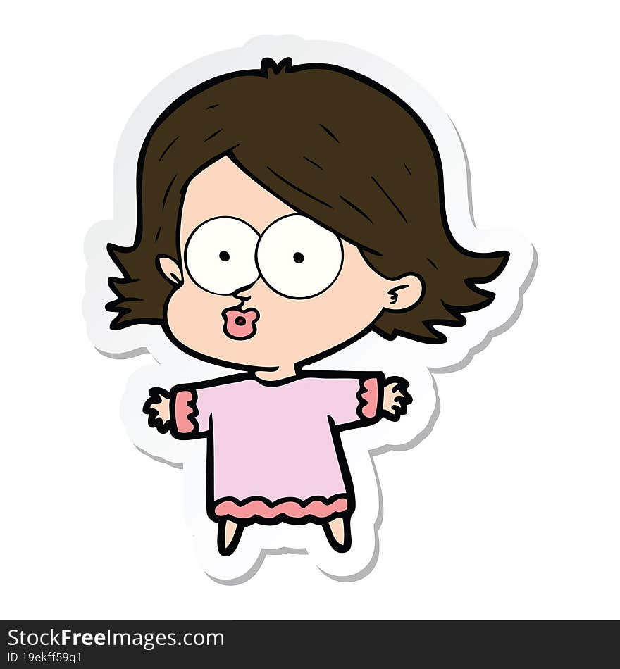 sticker of a cartoon girl pouting