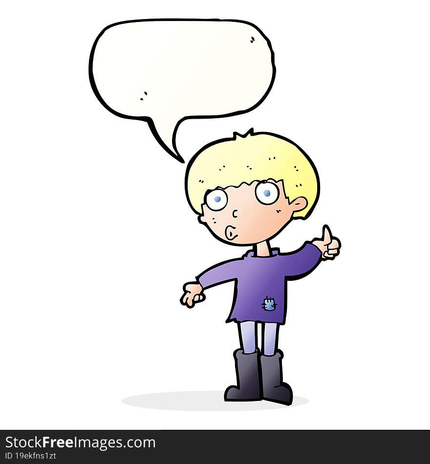 cartoon boy asking question with speech bubble