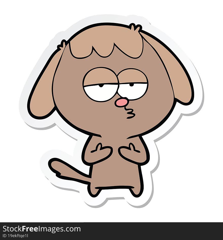 Sticker Of A Cartoon Bored Dog