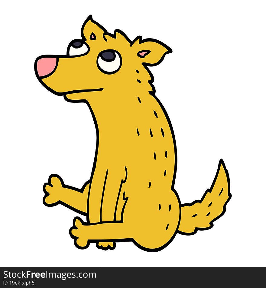 cartoon doodle dog sitting