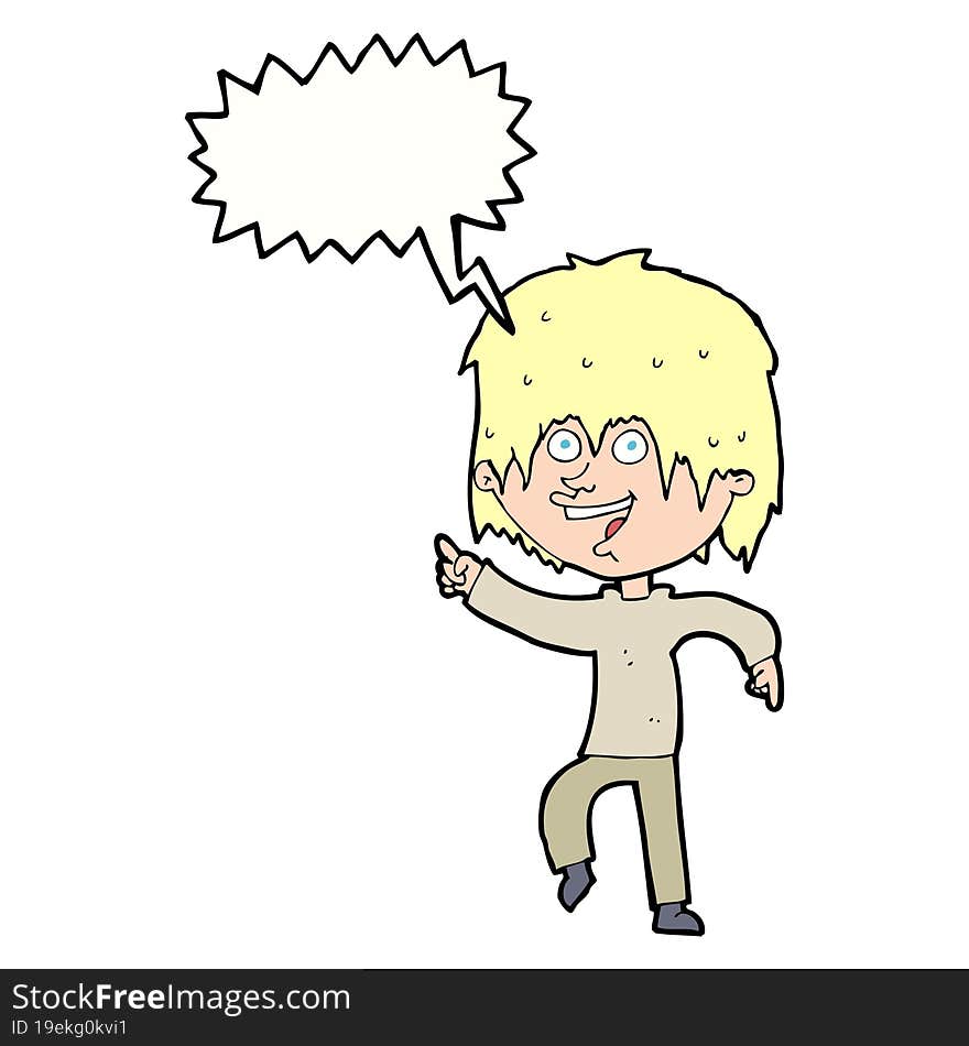 cartoon happy boy with speech bubble