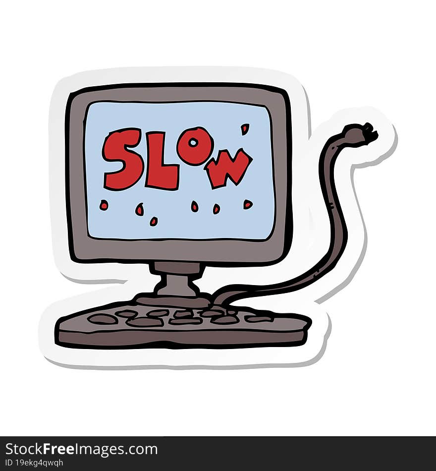 sticker of a cartoon slow computer