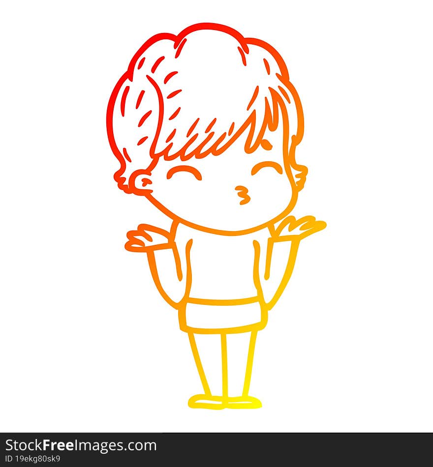 warm gradient line drawing of a cartoon woman thinking