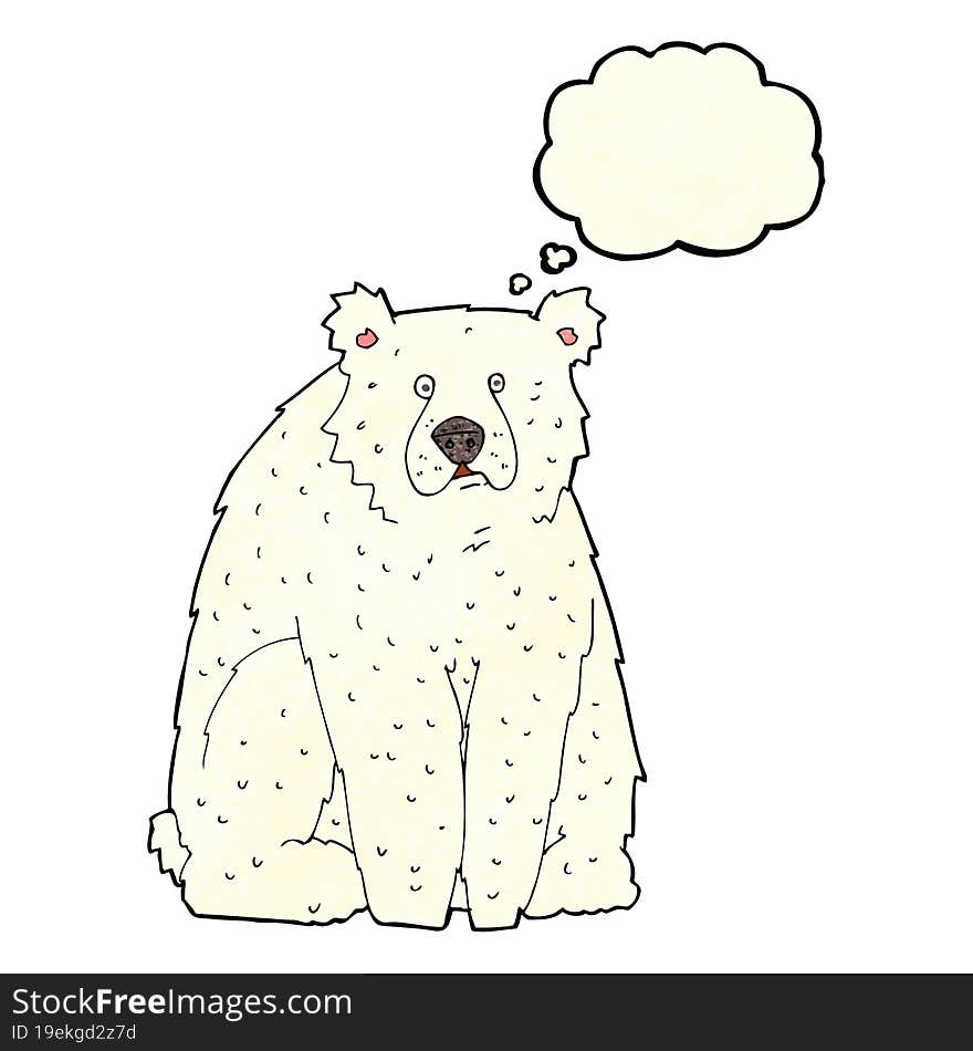 cartoon funny polar bear with thought bubble