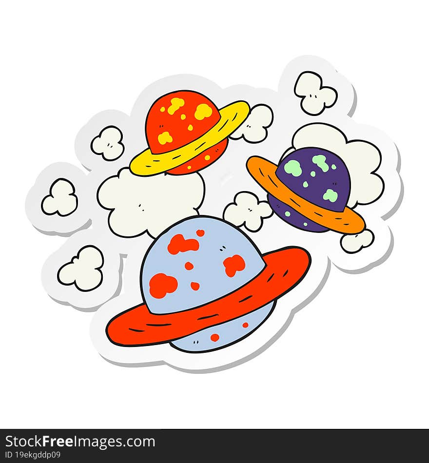 sticker of a cartoon planets