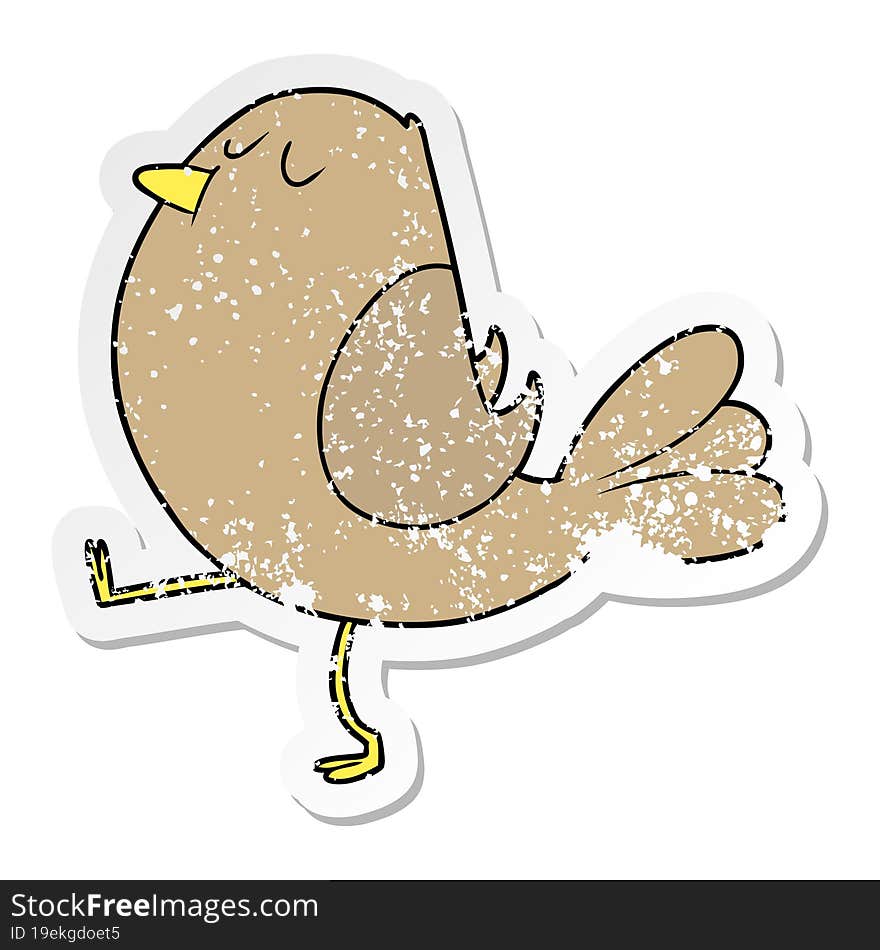 distressed sticker of a cartoon bird