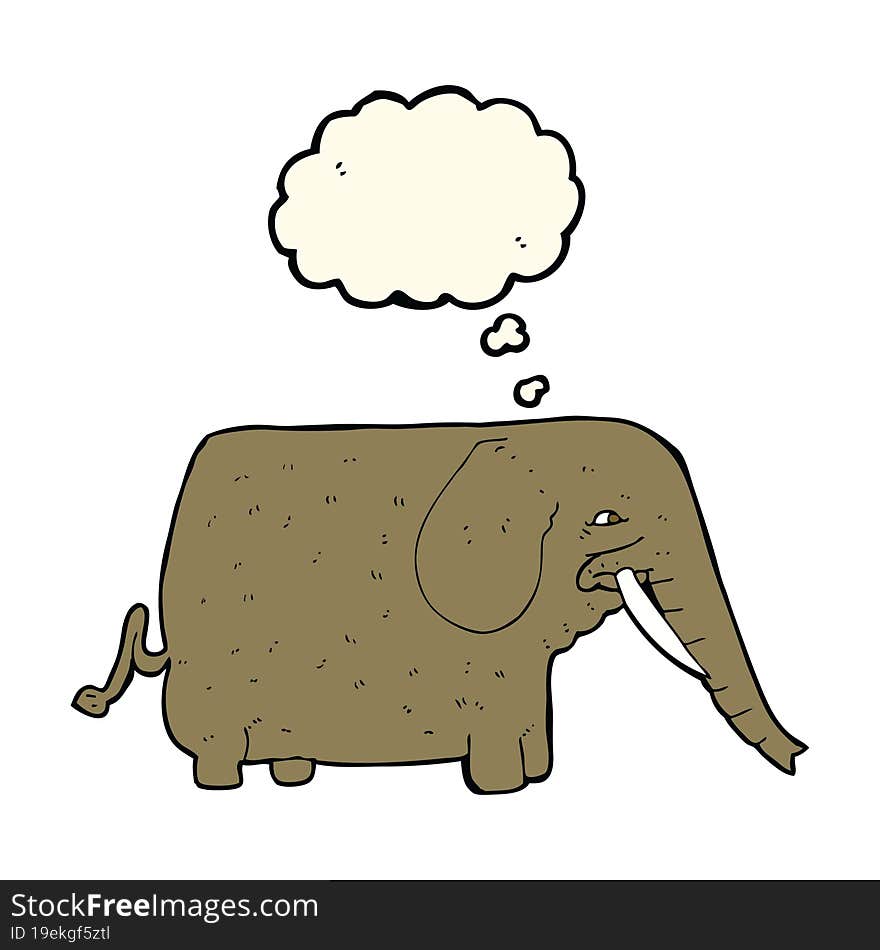 Cartoon Mammoth With Thought Bubble