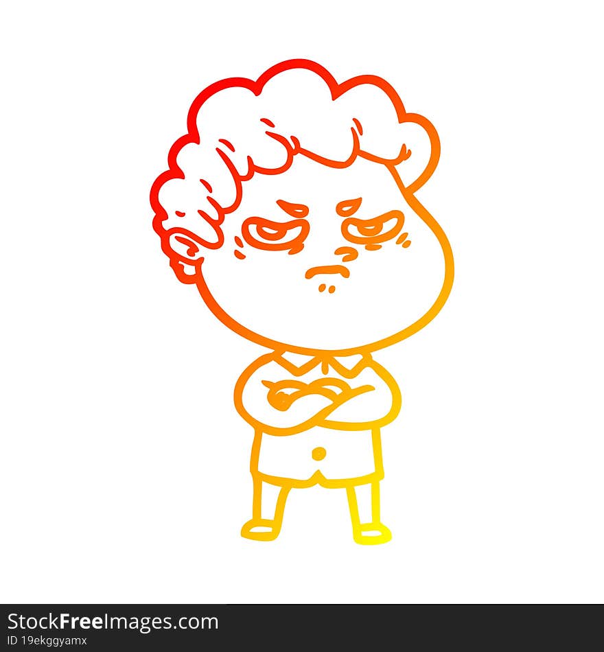 warm gradient line drawing cartoon angry man