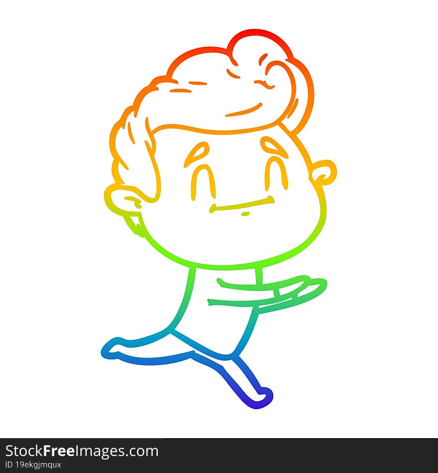 rainbow gradient line drawing of a running cartoon man