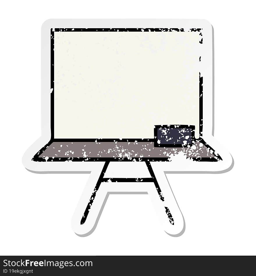 distressed sticker of a cute cartoon white board