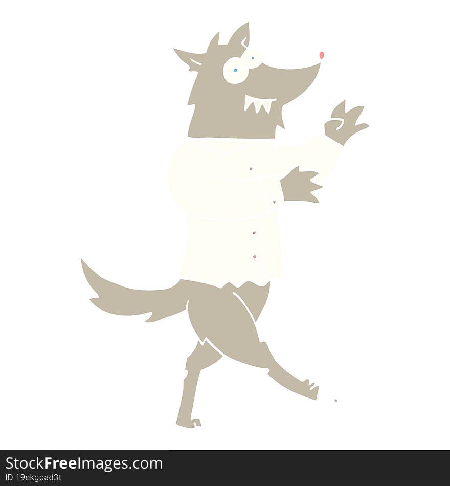 Flat Color Illustration Cartoon Werewolf