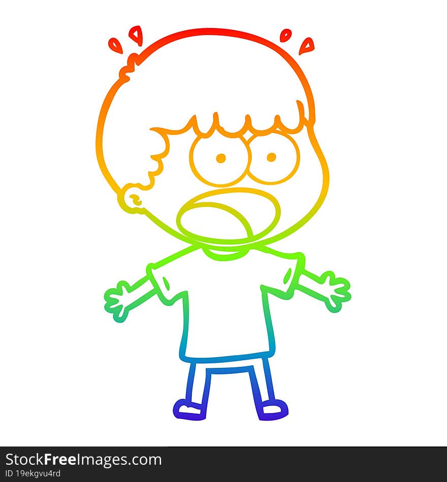 rainbow gradient line drawing cartoon shocked man