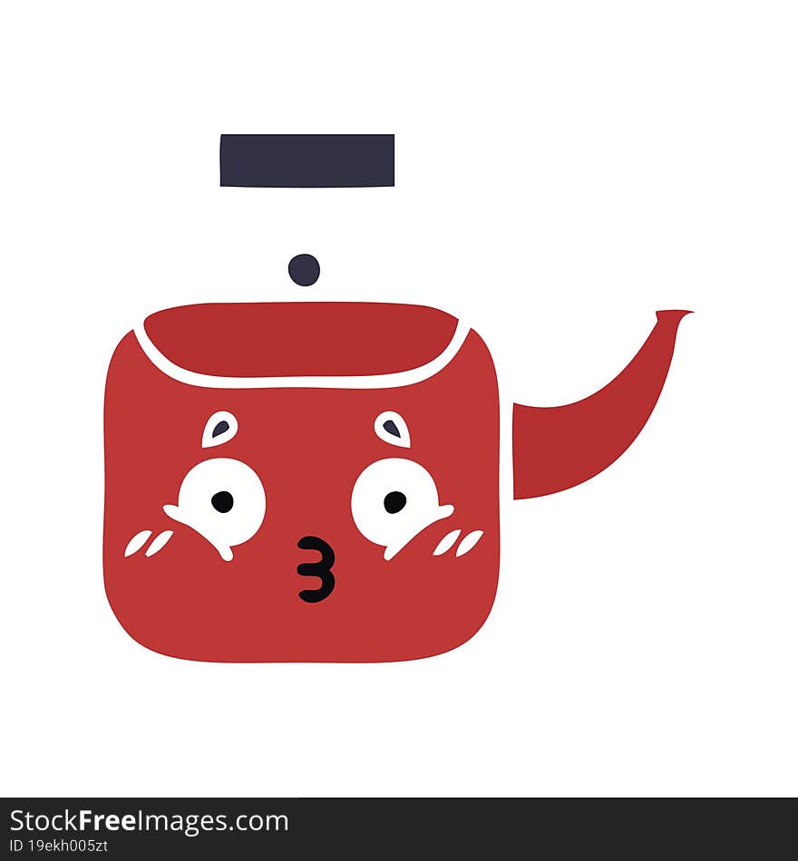 Flat Color Retro Cartoon Kettle