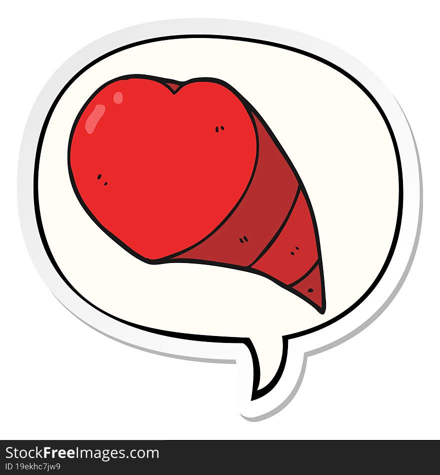 cartoon love heart symbol with speech bubble sticker