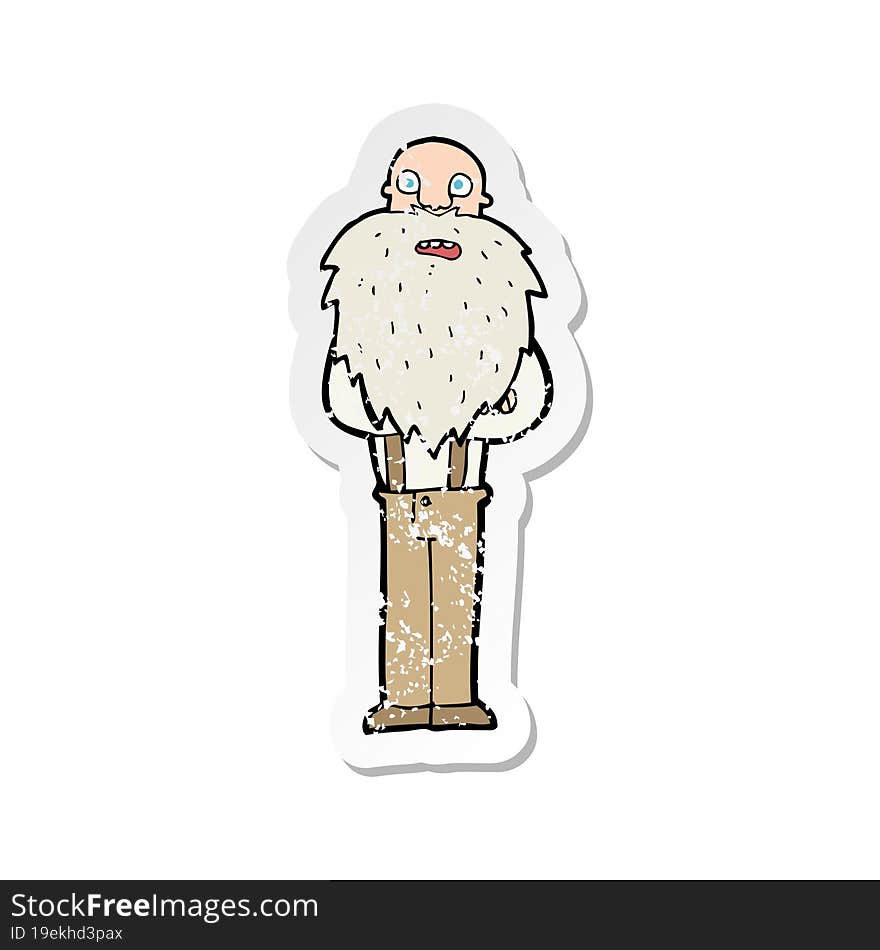 retro distressed sticker of a cartoon bearded old man