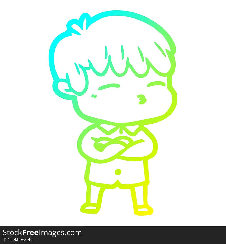 cold gradient line drawing cartoon curious boy