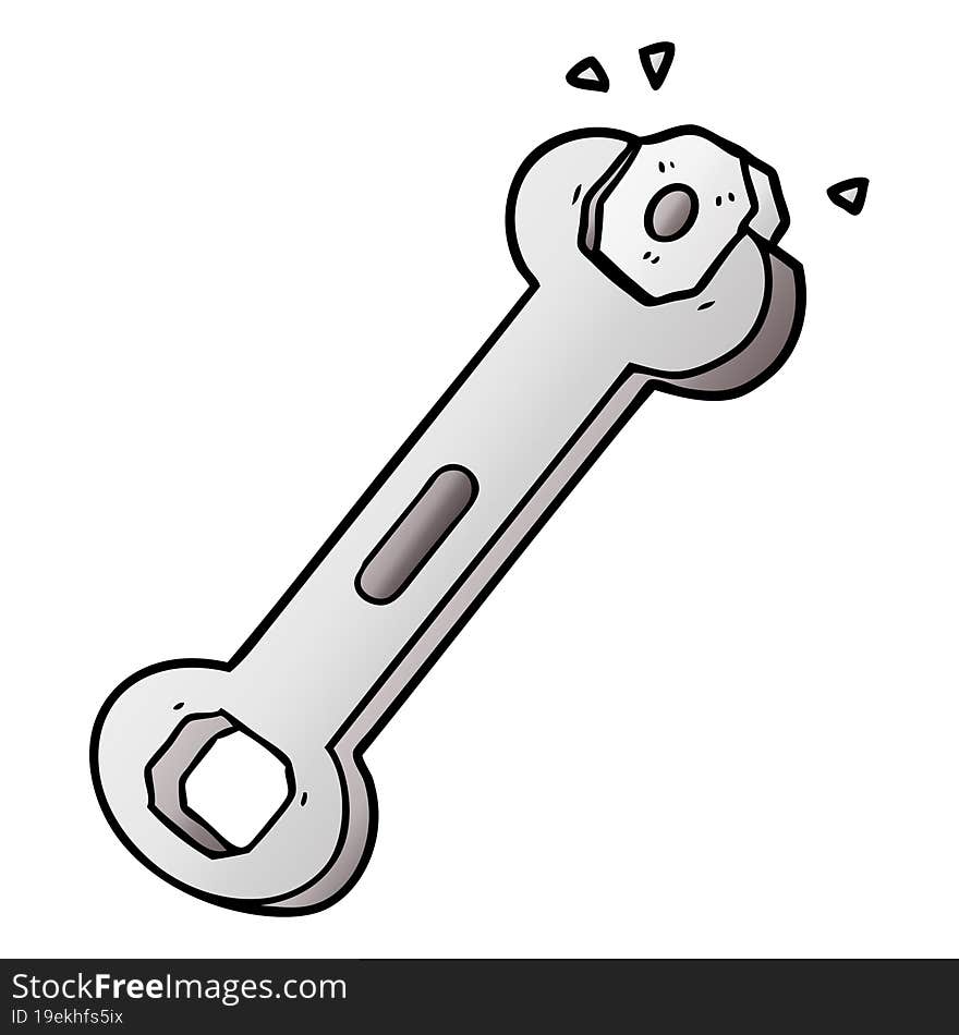 cartoon spanner turning nut. cartoon spanner turning nut