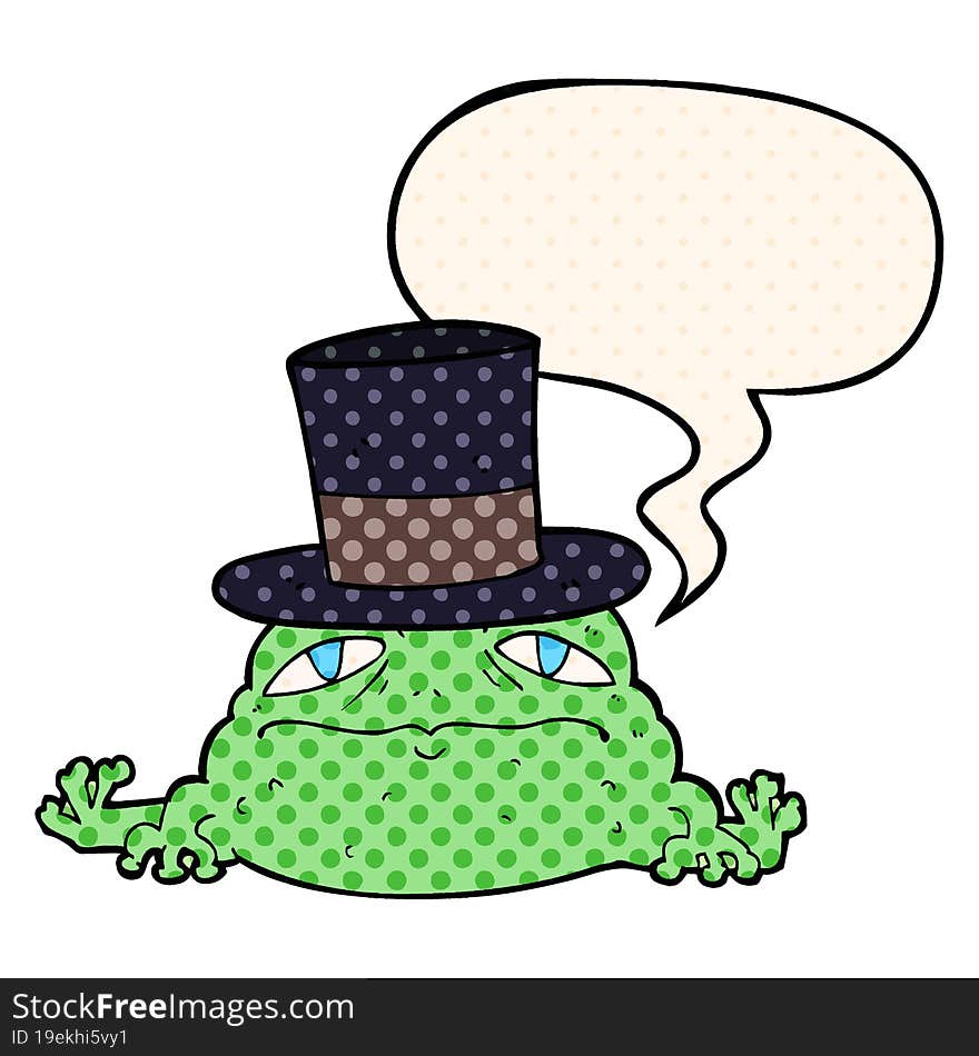 Cartoon Rich Toad And Speech Bubble In Comic Book Style