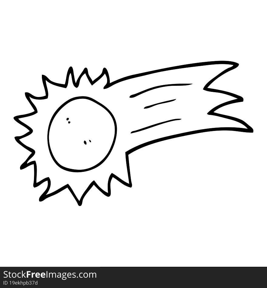 Line Drawing Cartoon Flying Sun