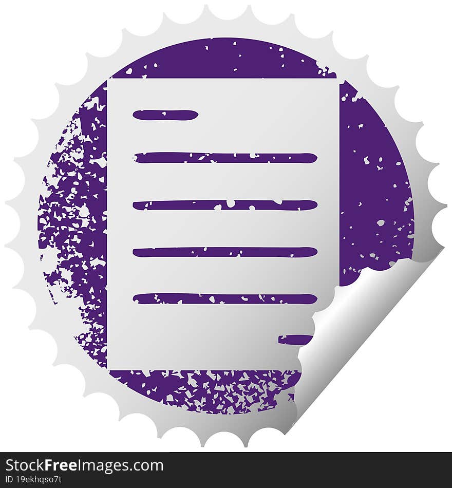 distressed circular peeling sticker symbol sheet of paper