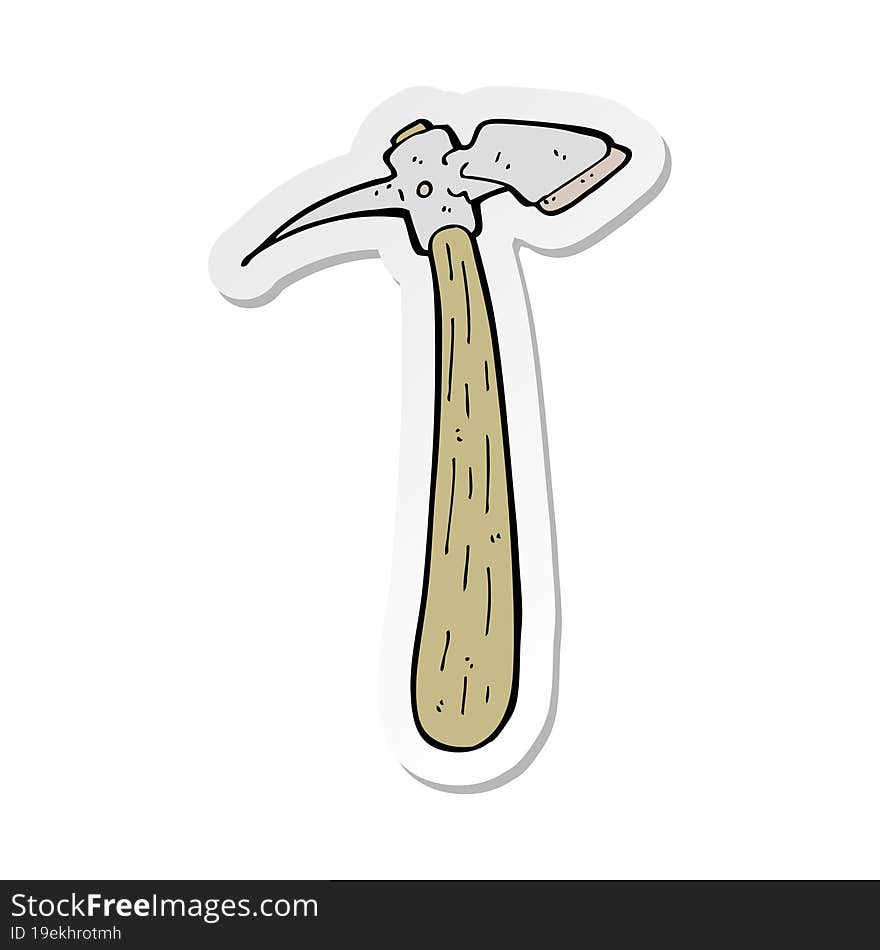 sticker of a cartoon pick axe