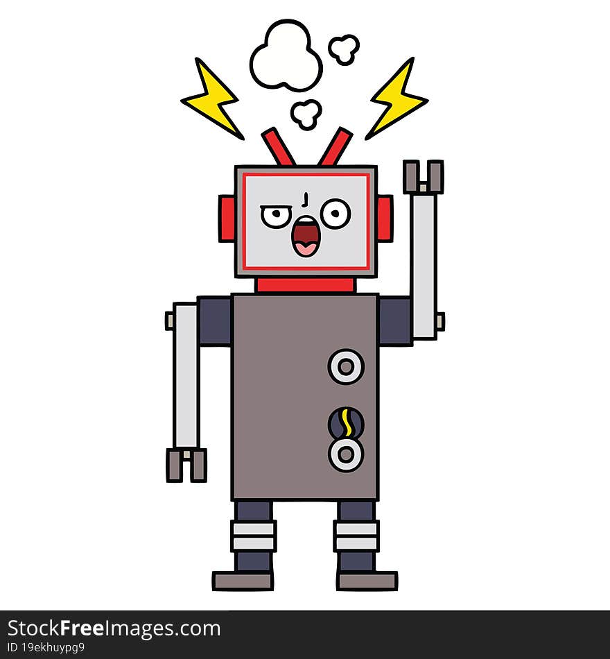 cute cartoon of a broken robot. cute cartoon of a broken robot