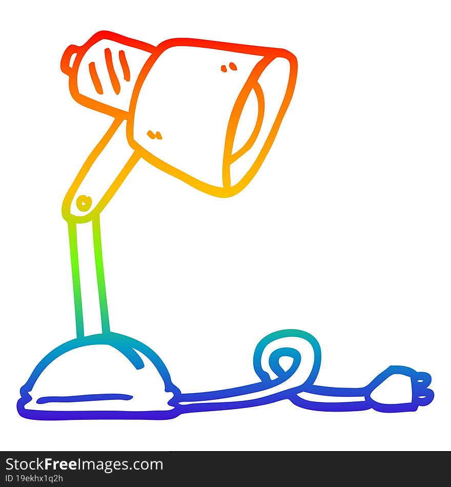 rainbow gradient line drawing cartoon desk lamp