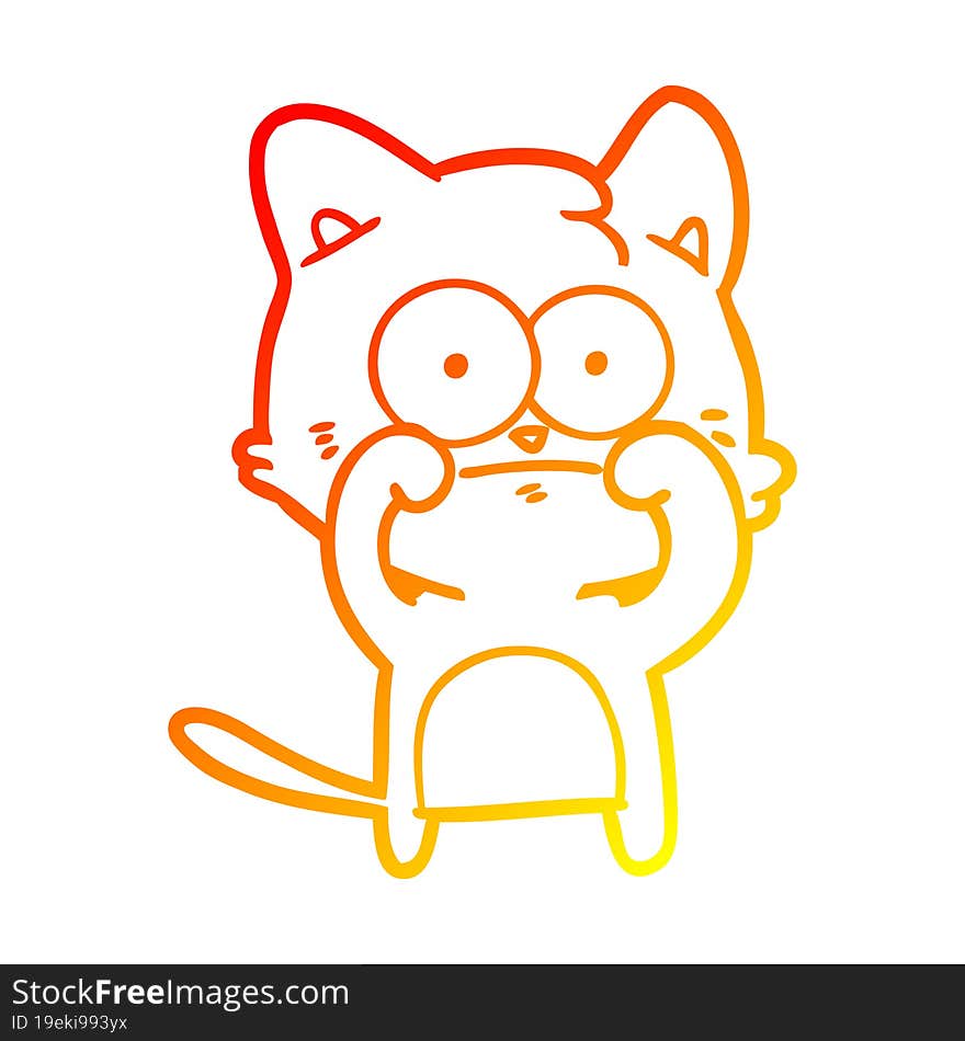 warm gradient line drawing cartoon nervous cat