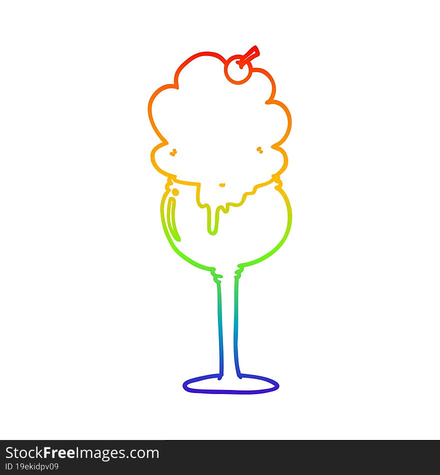 rainbow gradient line drawing cartoon ice cream desert