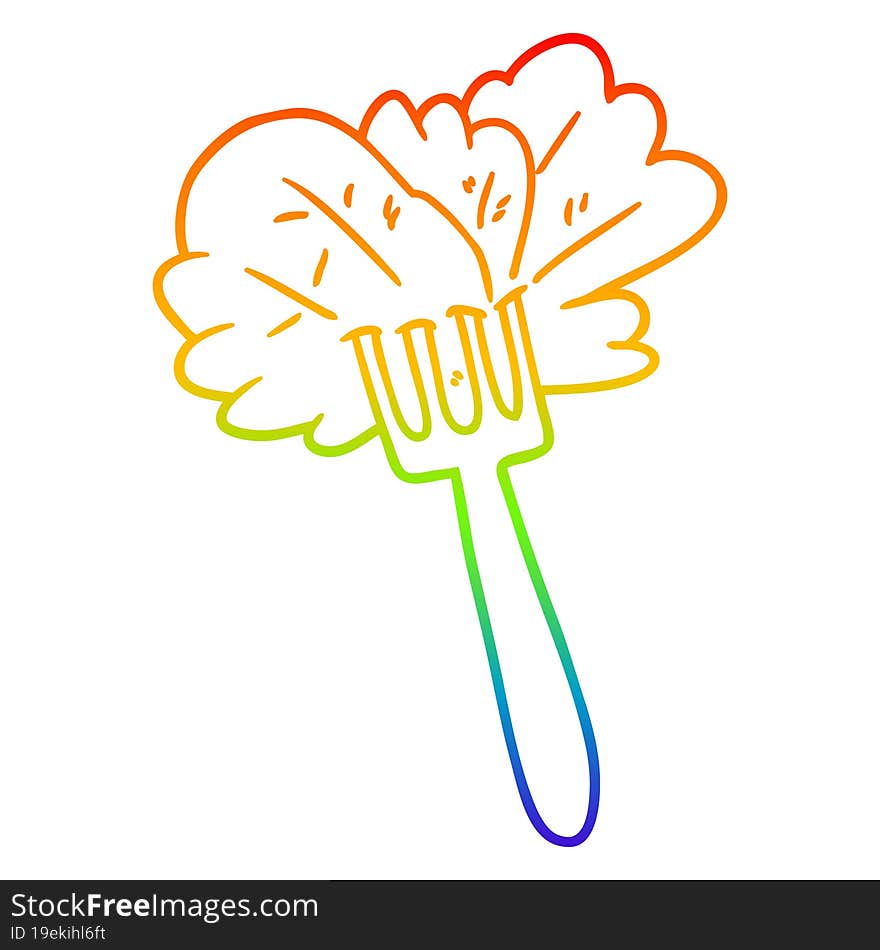 rainbow gradient line drawing cartoon salad leaves