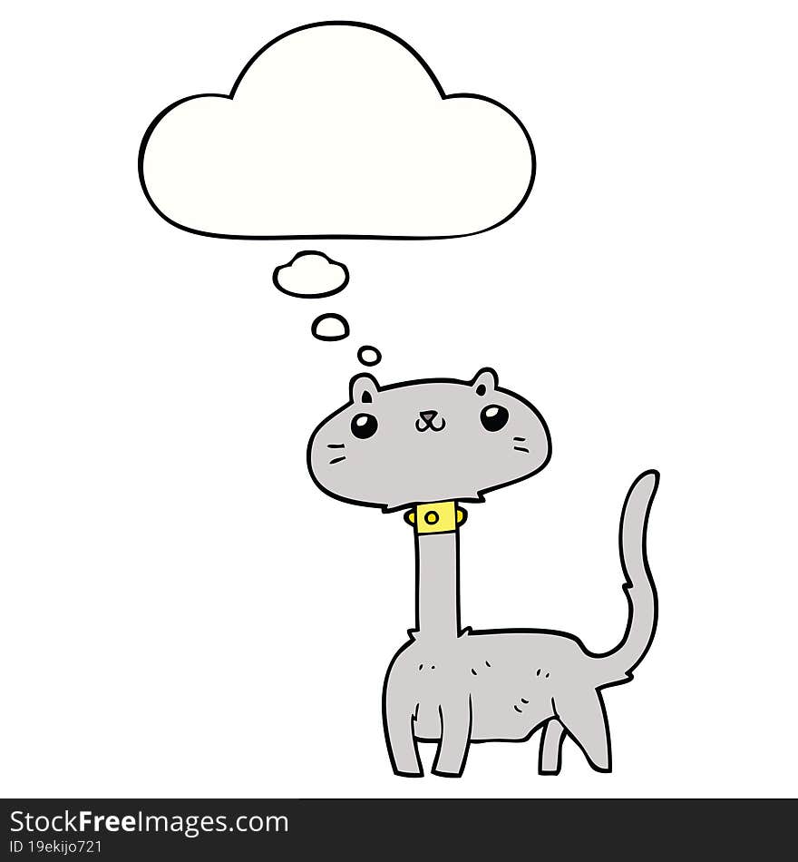 cartoon cat with thought bubble. cartoon cat with thought bubble