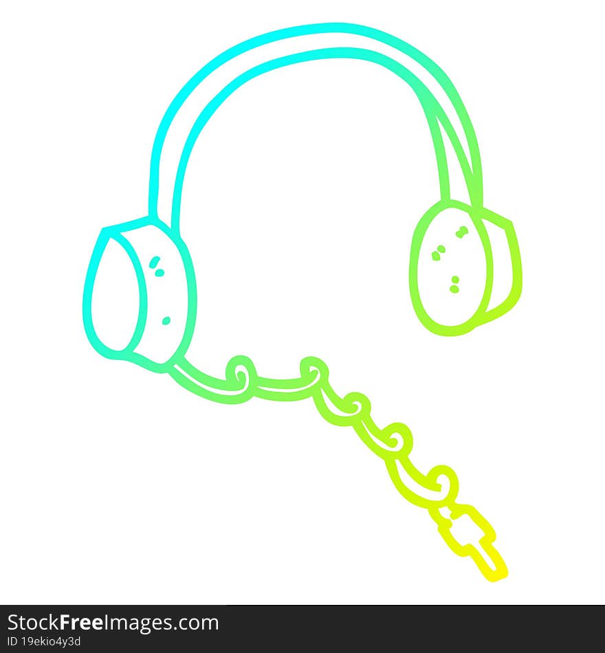 cold gradient line drawing cartoon headphones