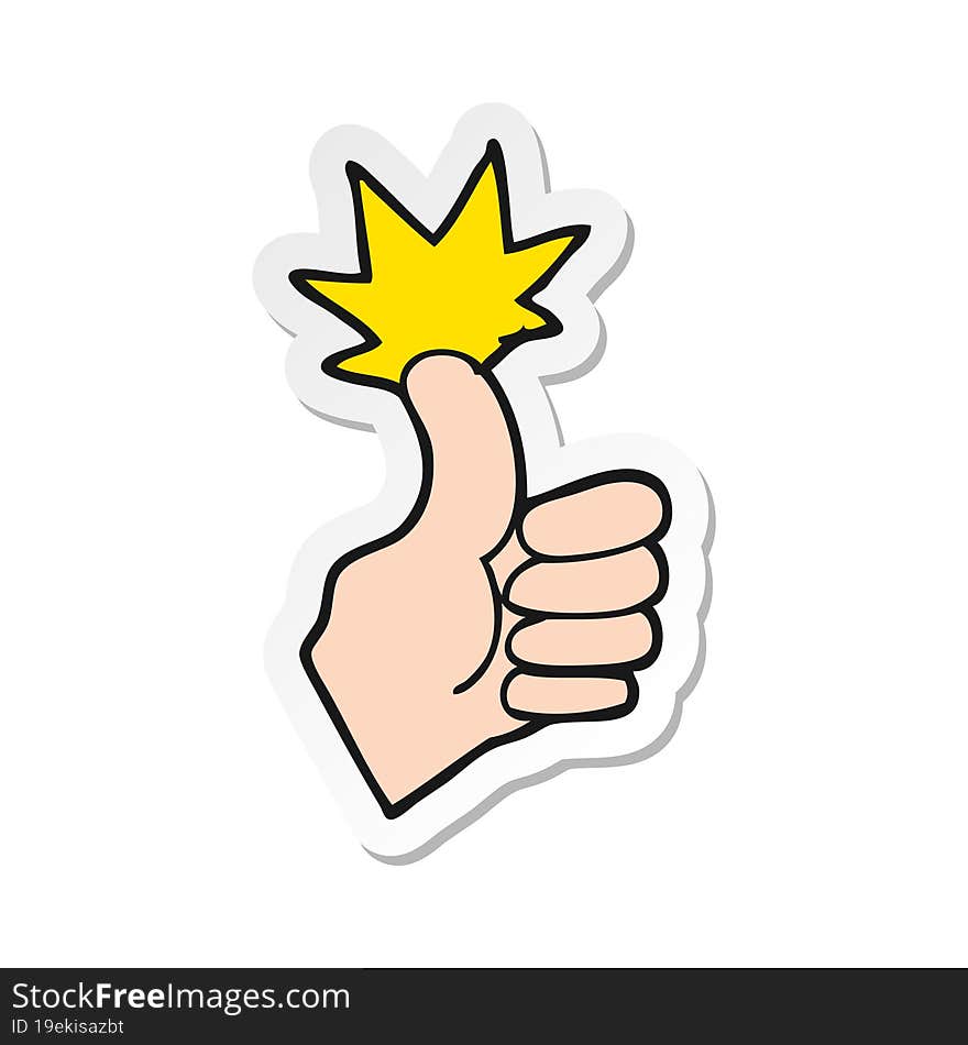 sticker of a cartoon thumbs up