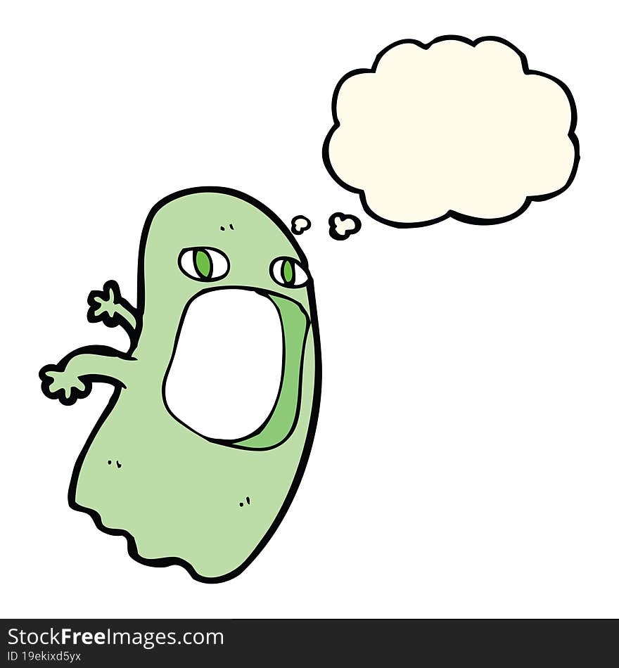 funny cartoon ghost with thought bubble