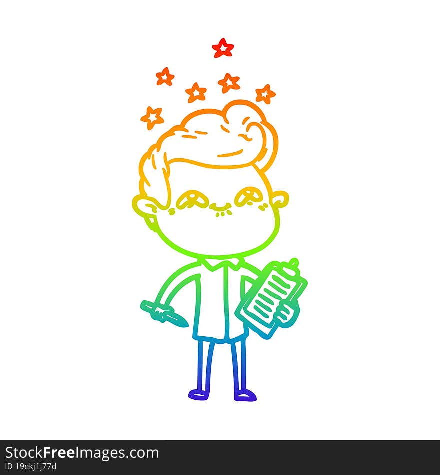 rainbow gradient line drawing cartoon excited man