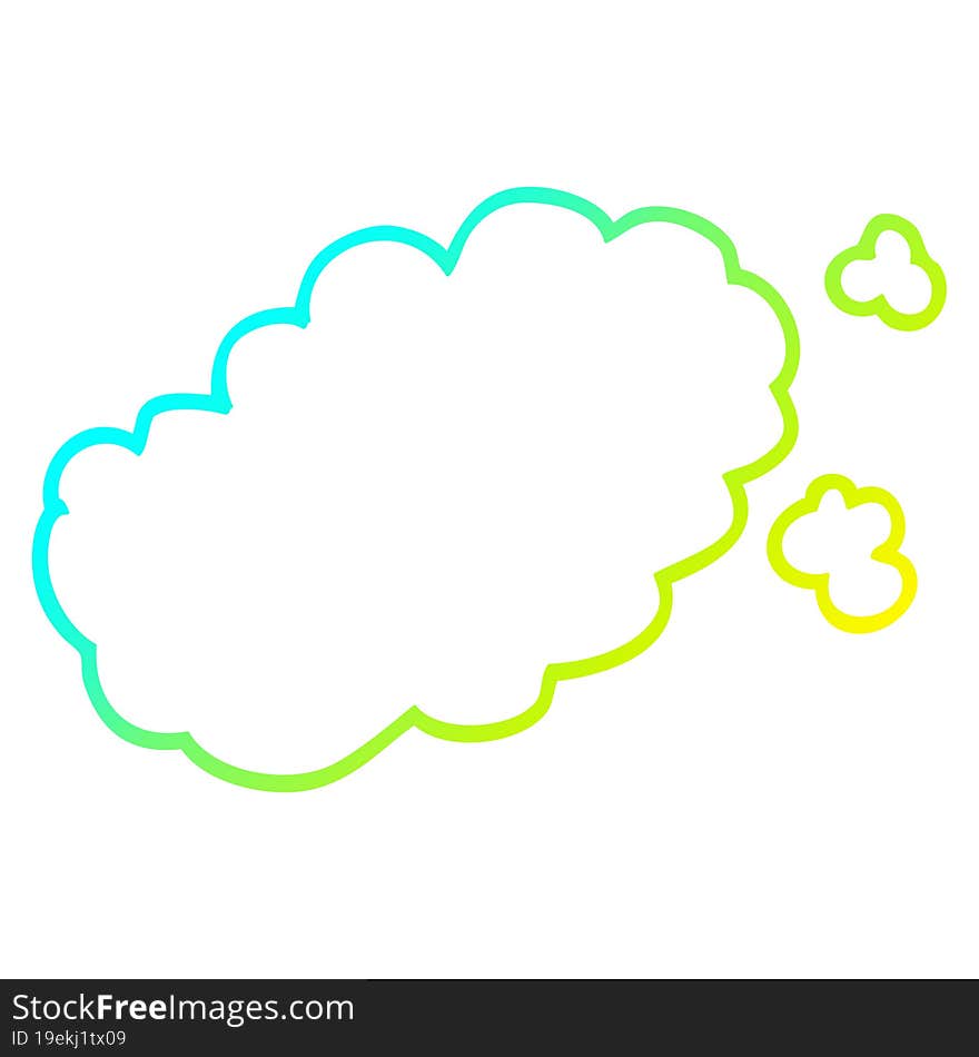 cold gradient line drawing cartoon puff of smoke