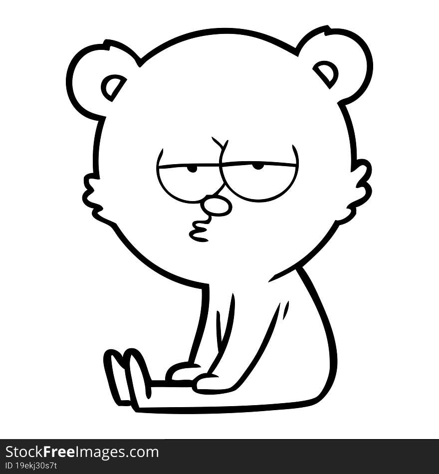 bored polar bear cartoon sitting. bored polar bear cartoon sitting