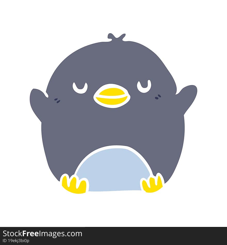 cute flat color style cartoon penguin