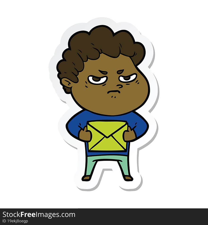 sticker of a cartoon angry man