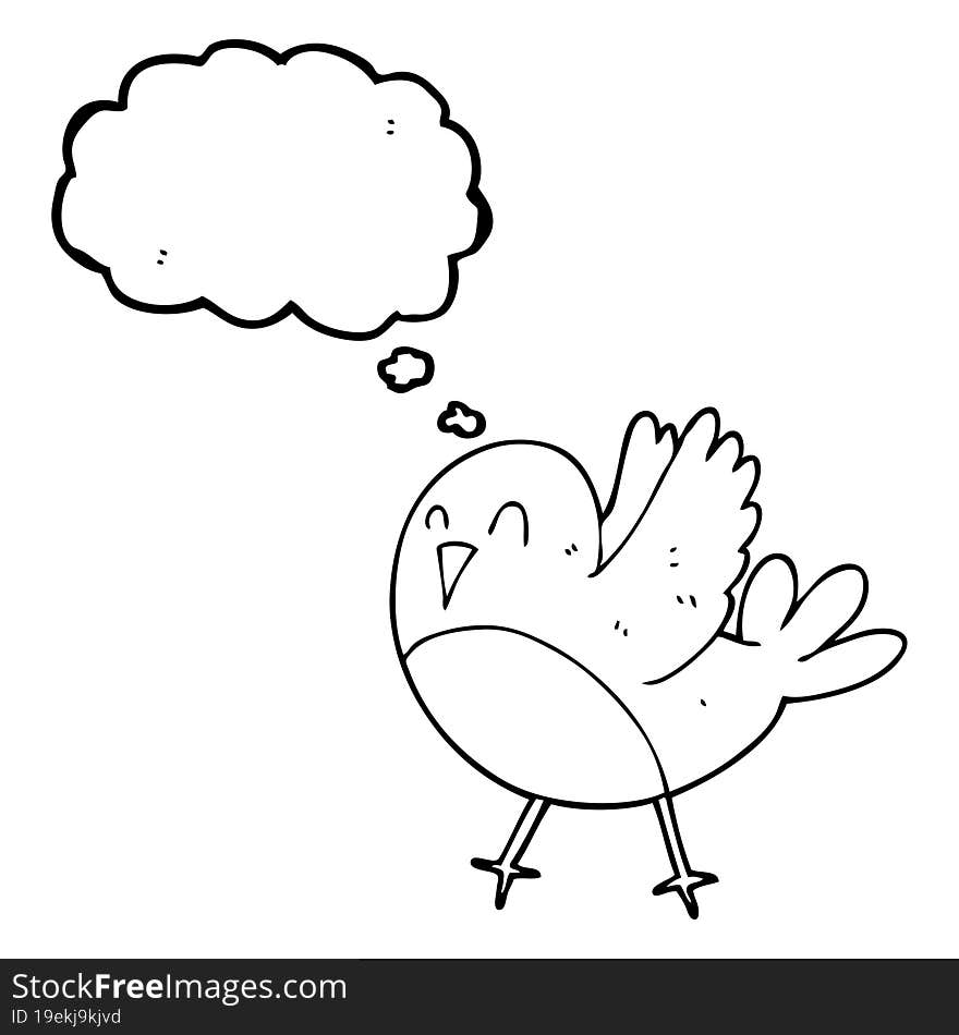 freehand drawn thought bubble cartoon bird