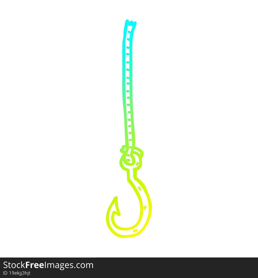 cold gradient line drawing cartoon fish hook