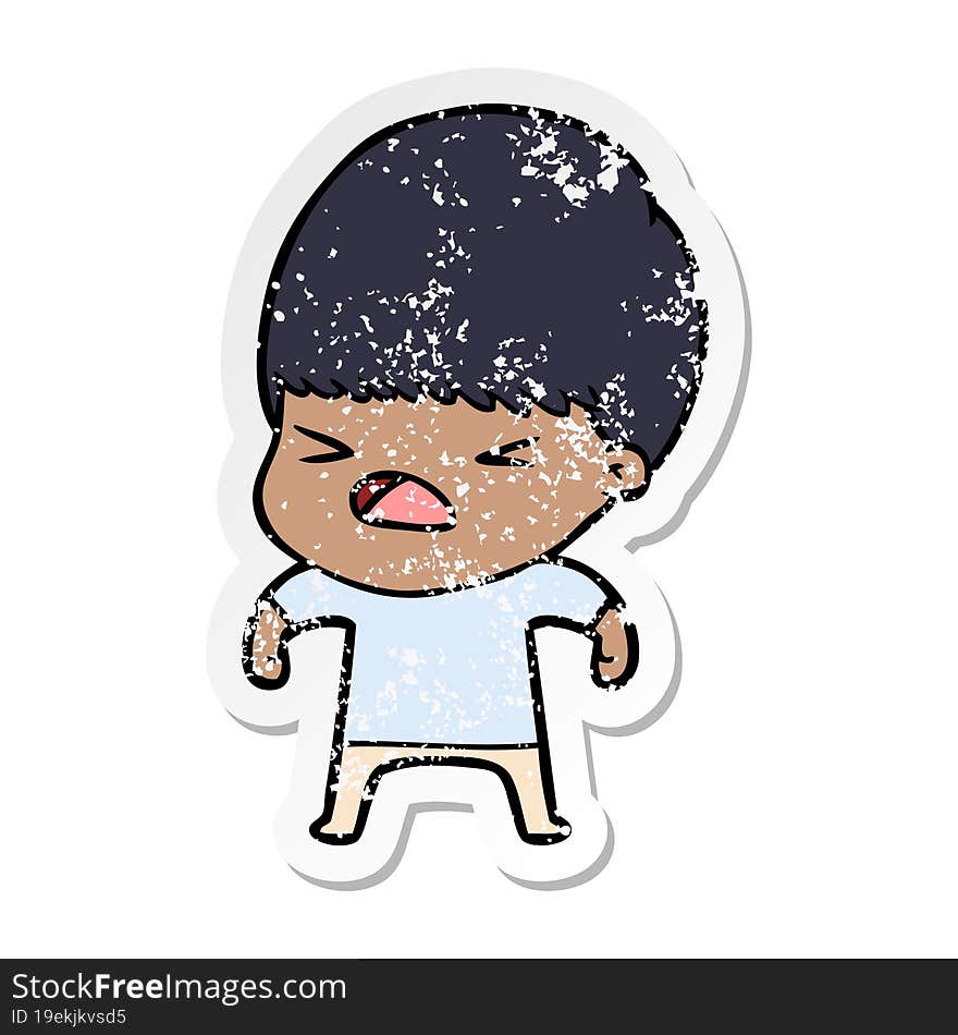 Distressed Sticker Of A Cartoon Stressed Man