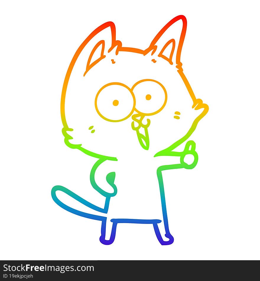 rainbow gradient line drawing funny cartoon cat