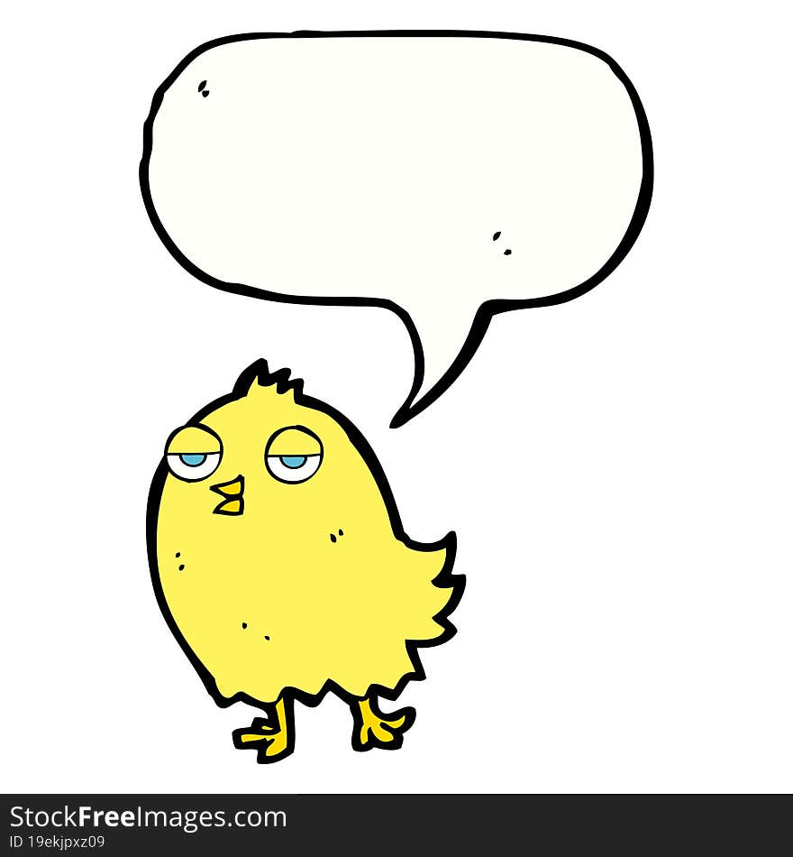 funny cartoon bird with speech bubble