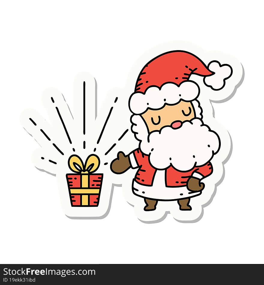 sticker of a tattoo style santa claus christmas character