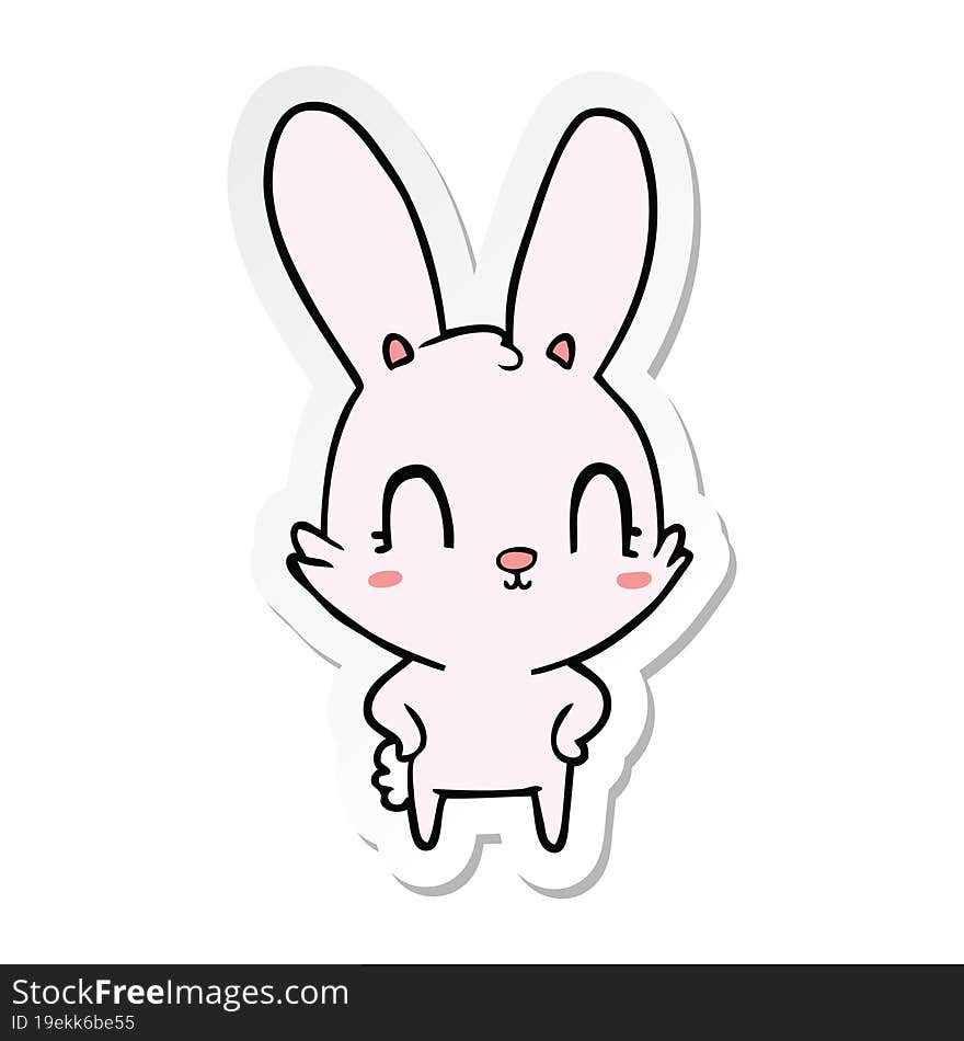 sticker of a cute cartoon rabbit