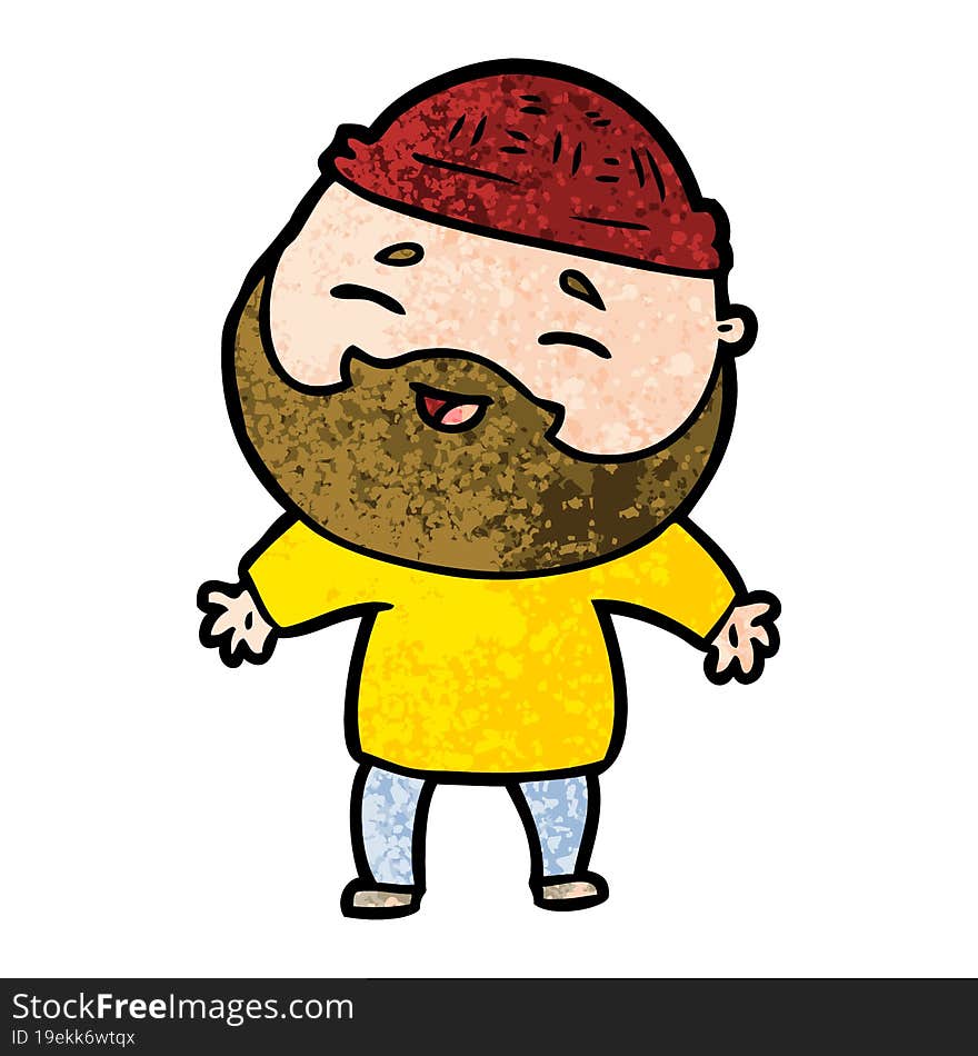 cartoon happy bearded man. cartoon happy bearded man