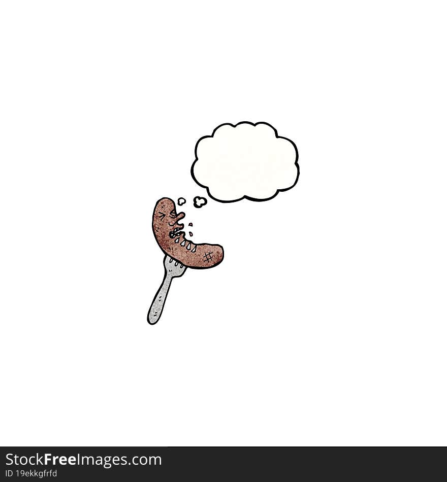 cartoon sausage on fork