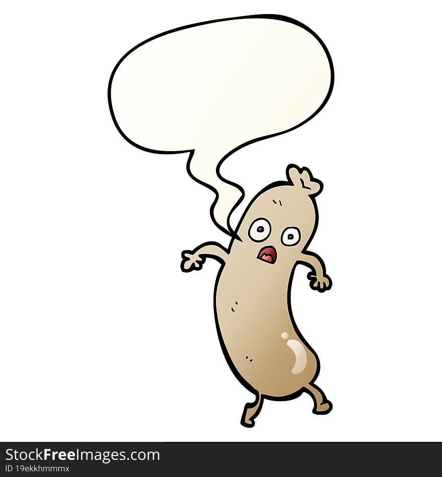 cartoon sausage and speech bubble in smooth gradient style