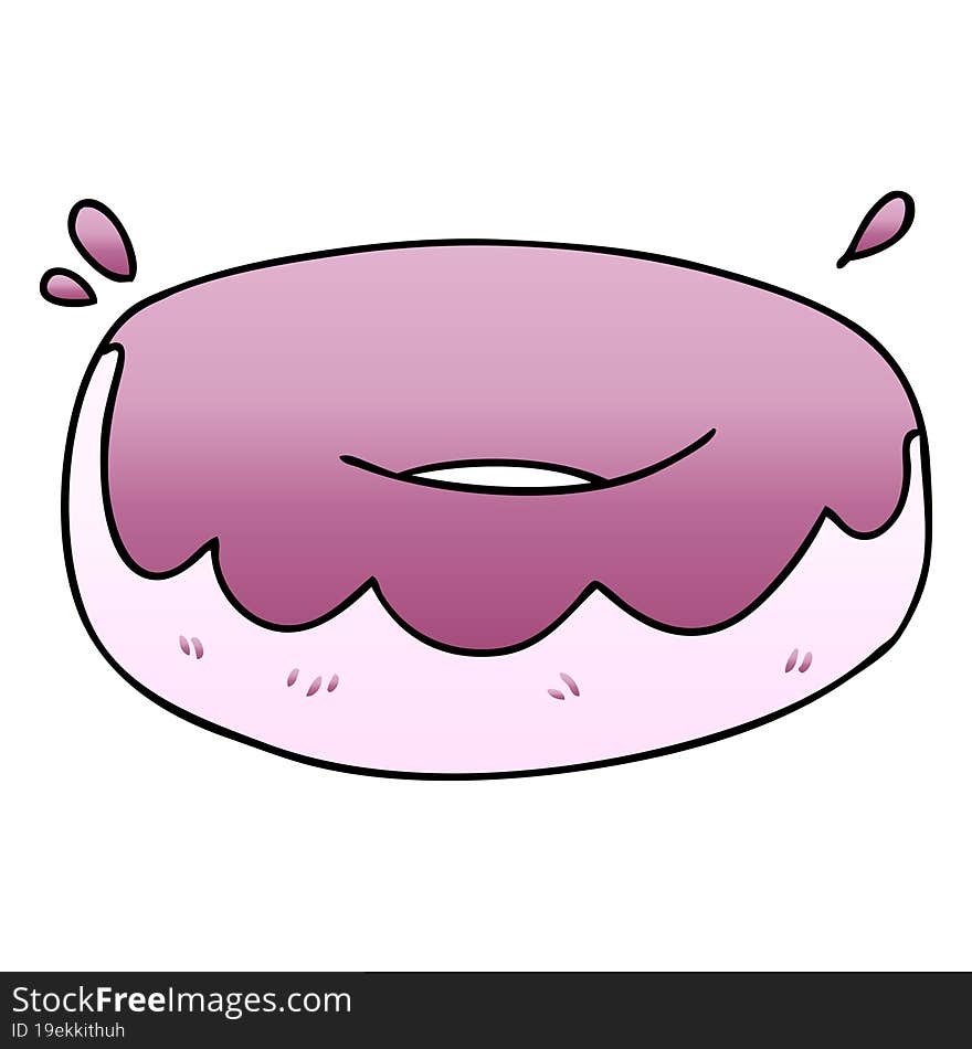 quirky gradient shaded cartoon iced donut